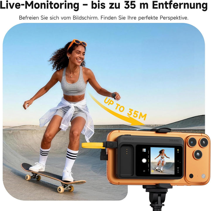 7RYMS Qshot V2 Kabelgebundener Selfie-Monitor für iPhone 17/16 & Android, Magnetischer Smartphone Mo