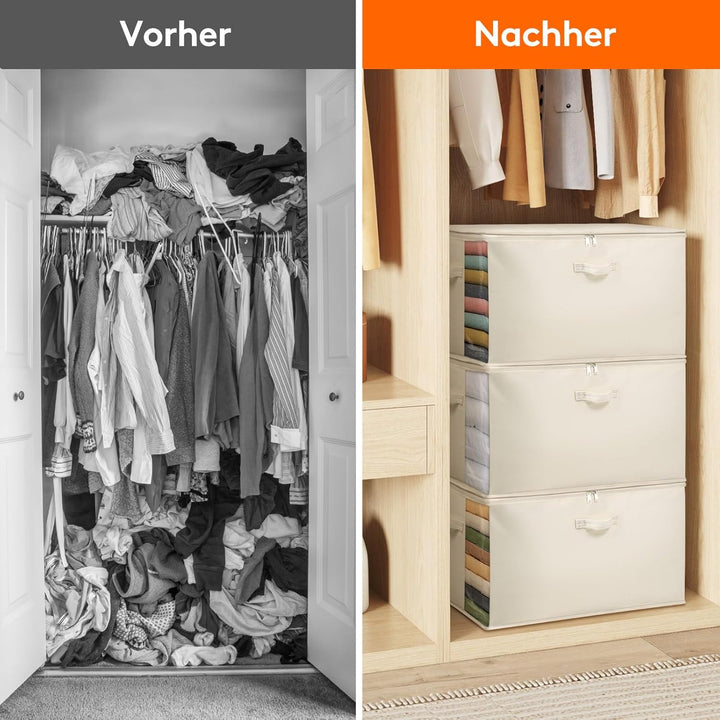 Lifewit 90L Bettdecken Aufbewahrungstasche mit Griffen, Aufbewahrungsbox mit Deckel, Kleideraufbewah
