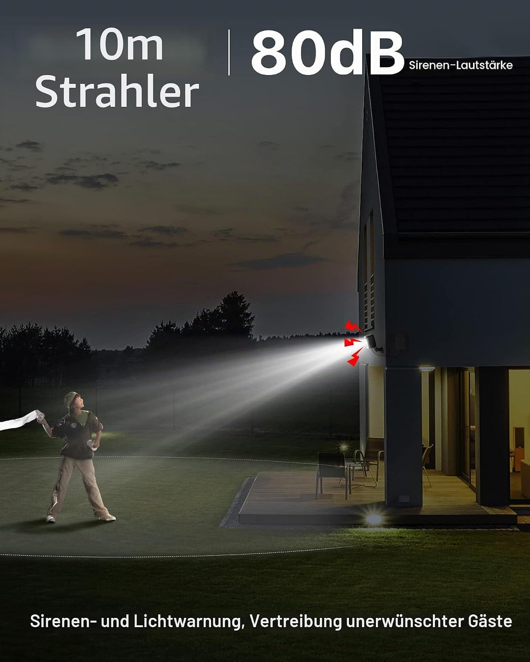 IHOXTX Überwachungskameras Aussen Akku mit Solarpanel, Kamera Überwachung Aussen WLAN mit Bunte Nach