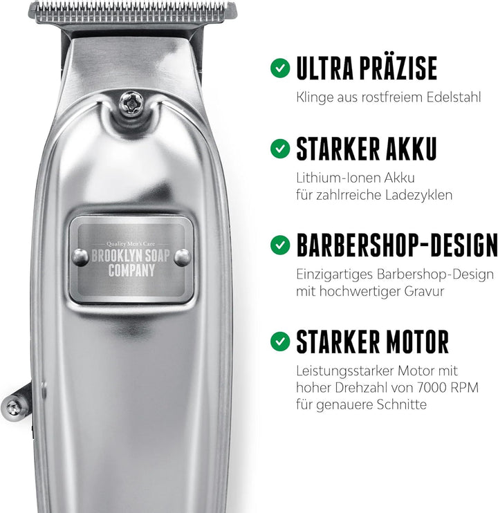 Brooklyn Soap Company - Brooklyn Blade Barttrimmer USB-C - Profi Bartschneider für Herren - Edelstah