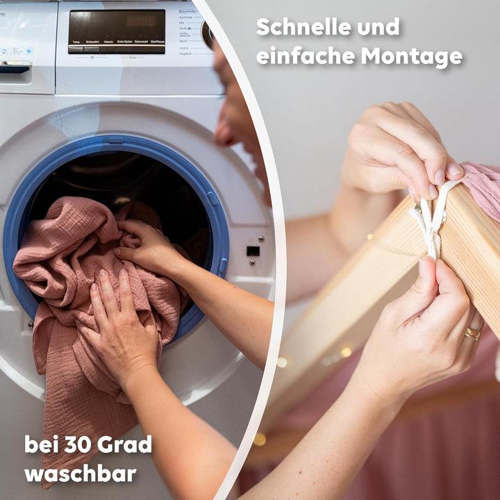 lilimaus Hausbett Himmel - 100% Baumwolle Betthimmel aus Musselin - Hausbett Deko - Geschenk Mädchen