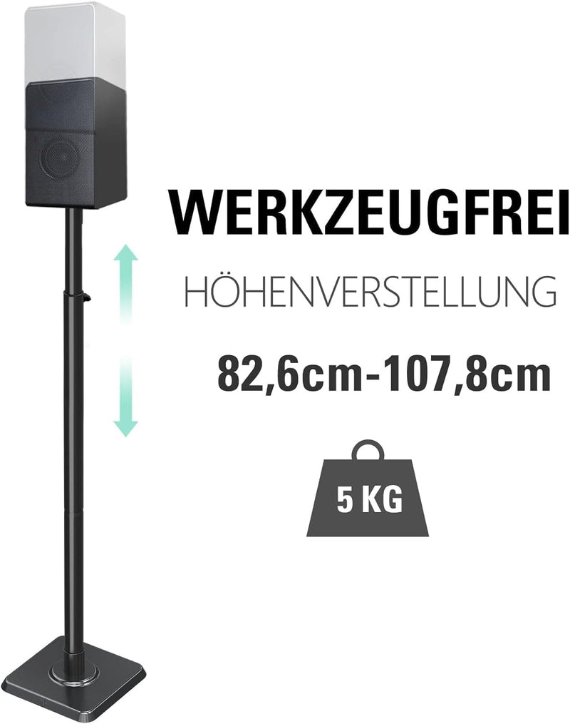 Mounting Dream Lautsprecherständer höhenverstellbar für Satelliten bis zu 5KG, 2er-Set Bodenständer