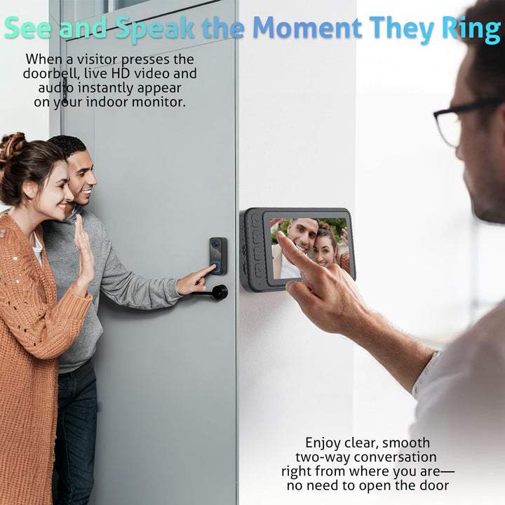 Wireless Video Türklingel mit 4,5" IPS Display & Kamera - 120° Weitwinkel, 2-Wege Audio, Infrarot Na