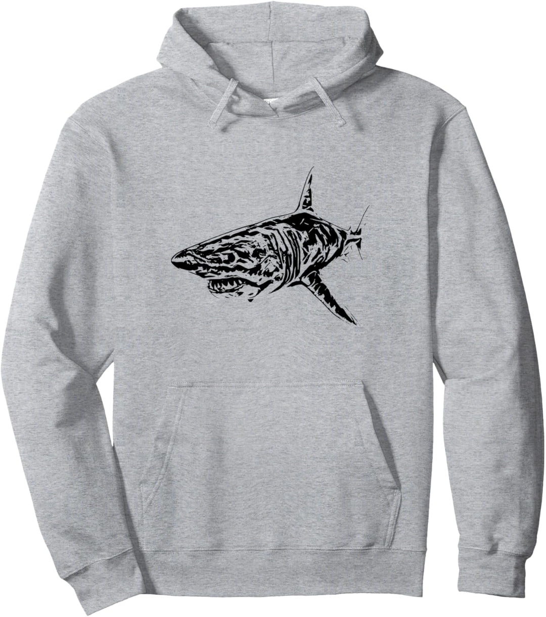 Weisser Hai Motiv Haie Raubfisch Rückenflosse Zähne Hai Pullover Hoodie