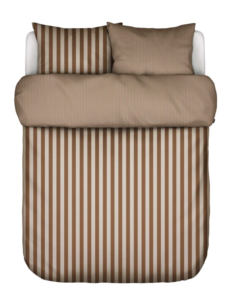 Marc O'Polo Bettwäsche Classic Stripe Streifen Baumwollsatin Toffee Brown, 155x220 + 1 x 80x80 cm