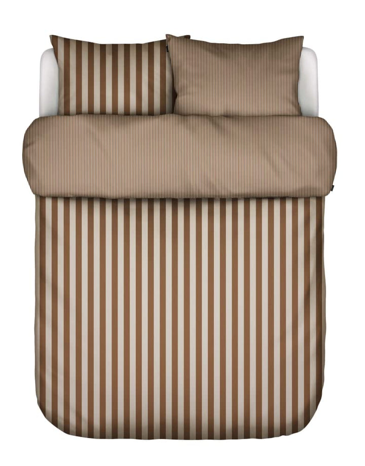 Marc O'Polo Bettwäsche Classic Stripe Streifen Baumwollsatin Toffee Brown, 155x220 + 1 x 80x80 cm