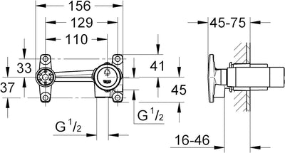 GROHE UP - Einhand Unterputz-Universal-Einbaukörper (1/2″, für 2-Loch-Waschtischarmaturn, Einbautief