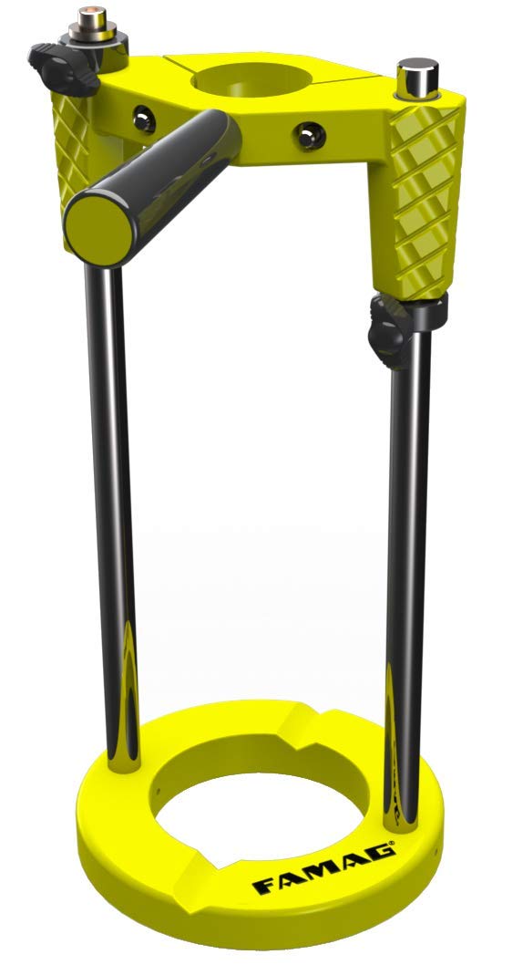 FAMAG Senkvorrichtung 210 mm | runder Fuss | Mobile Halterung aus Aluminium für Bohrmaschinen & Akku