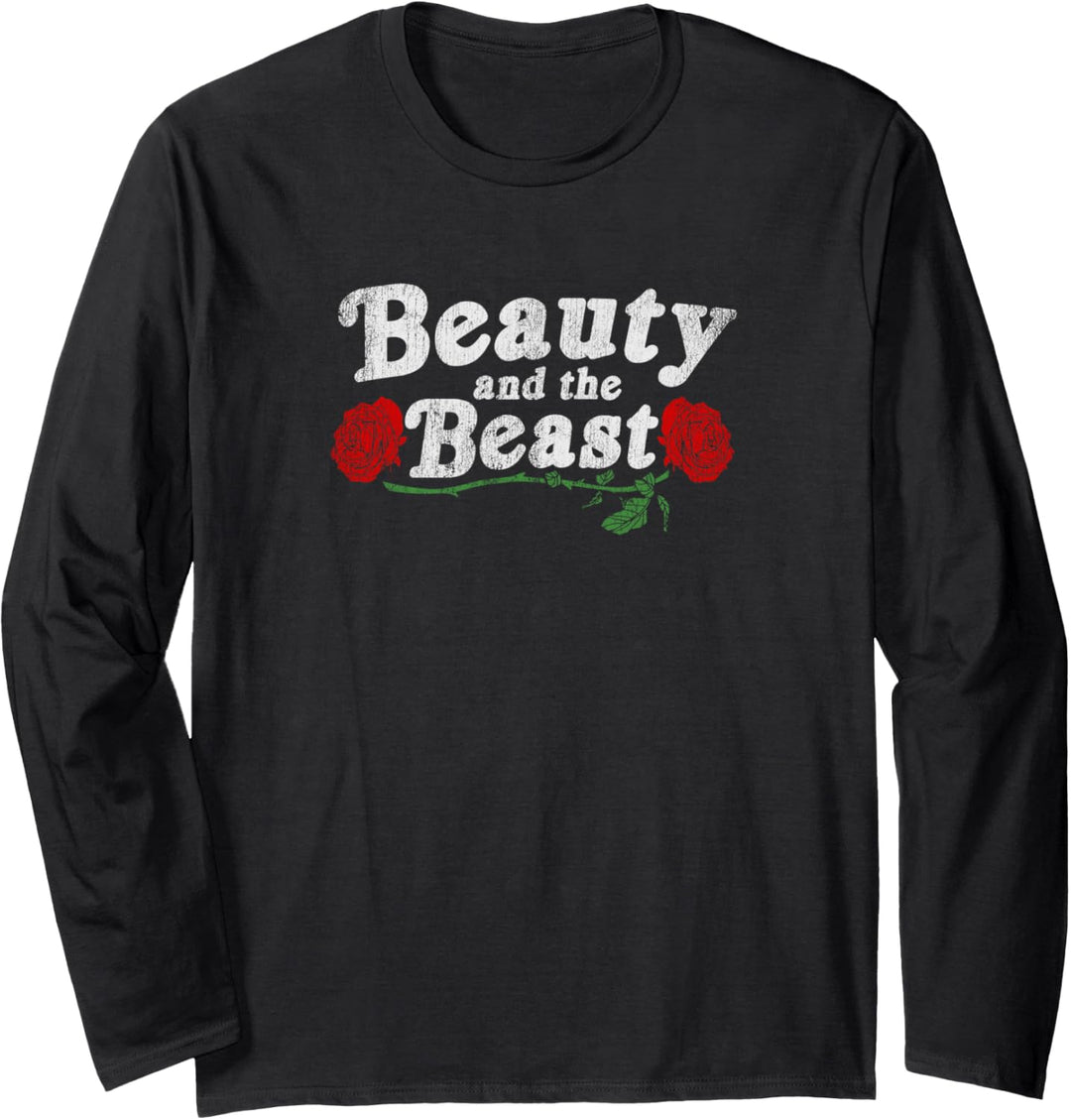 Disney Beauty & The Beast Title On Roses Langarmshirt