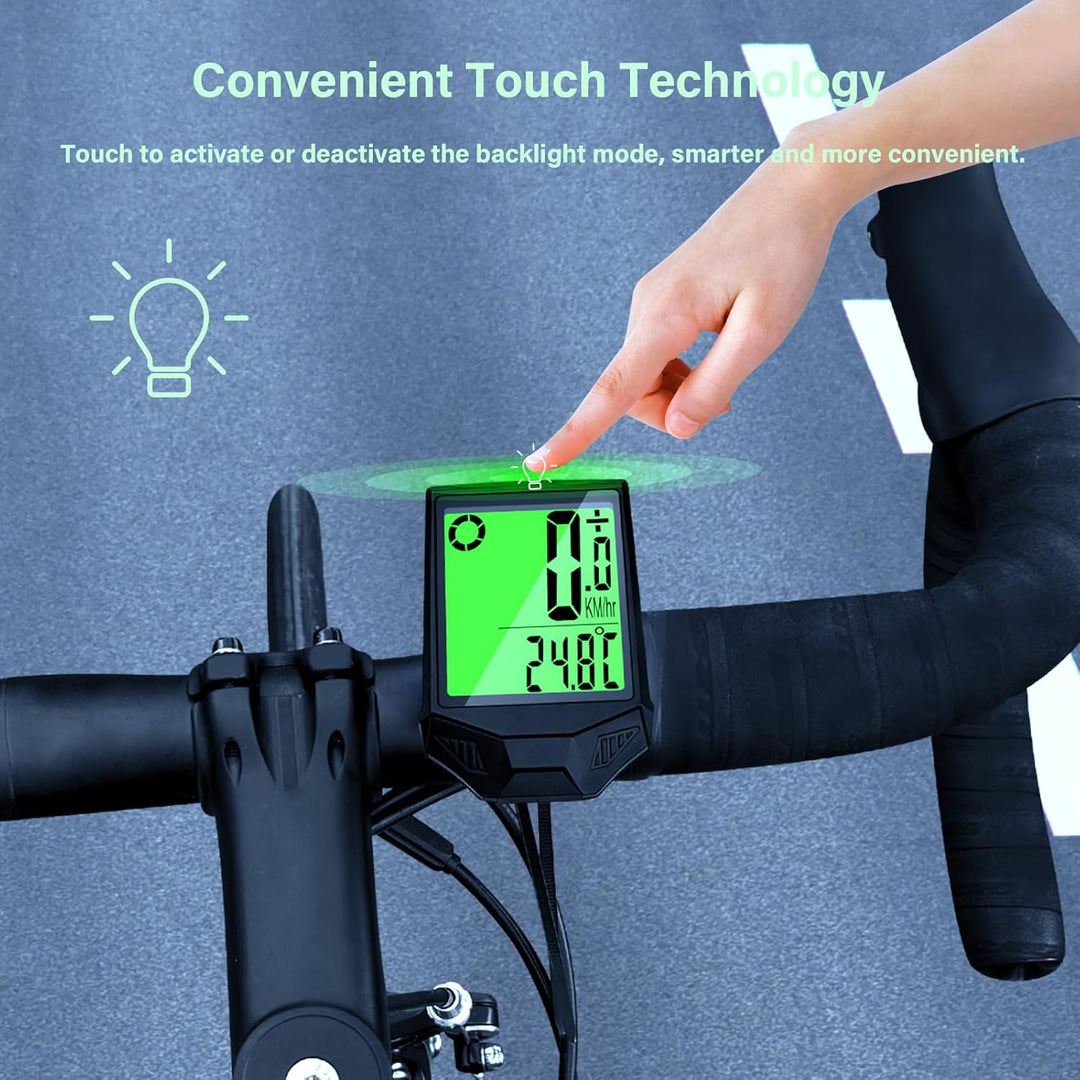 Fahrradcomputer Kabellos 20 Funktionen IP66 Wasserdicht mit Hintergrundbeleuchtetem Display Fahrrad
