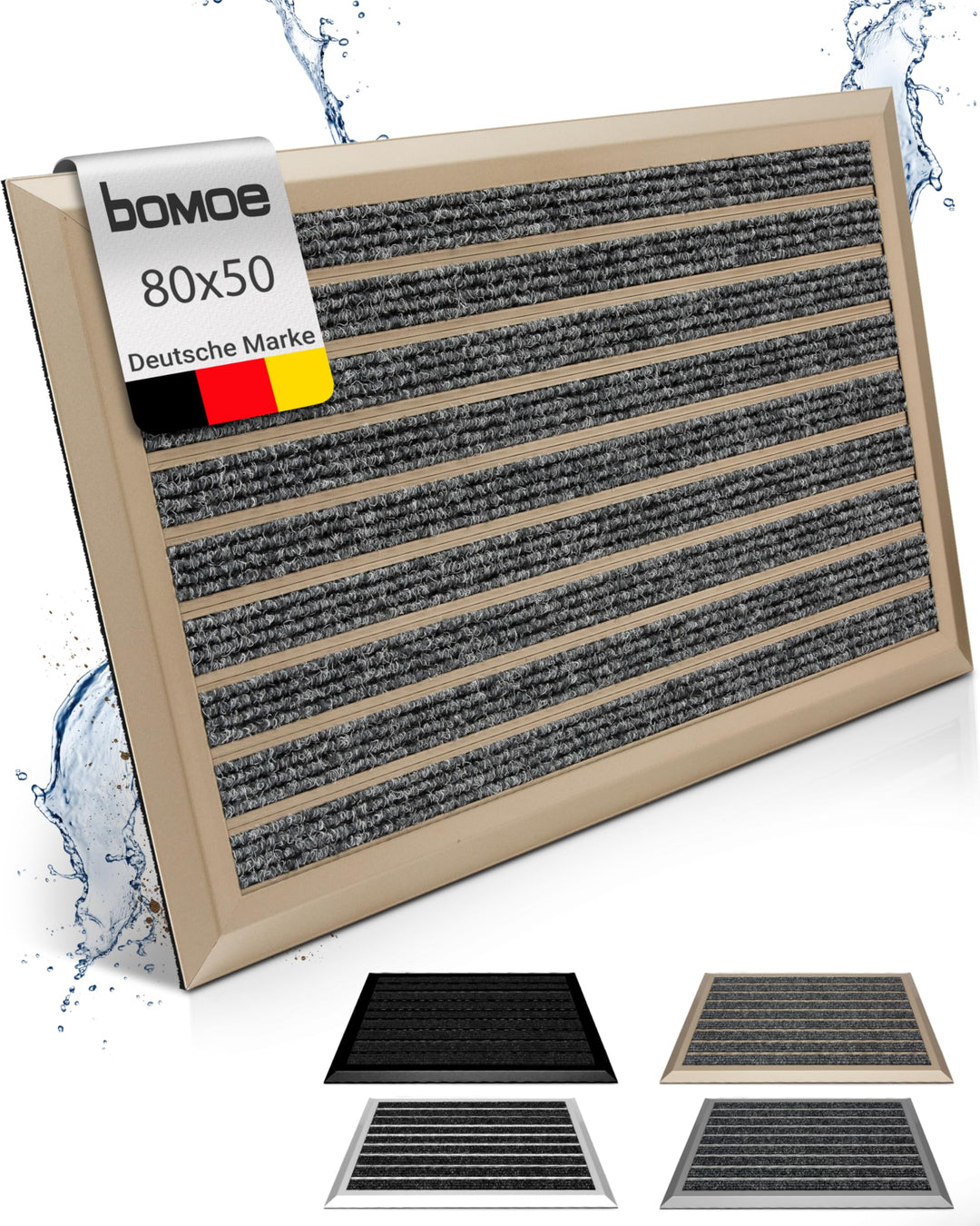bomoe Fussmatte Aussen 50x80 cm – rutschfest Rostfrei Fussabtreter Aussenbereich – Outdoor-Fussmatte