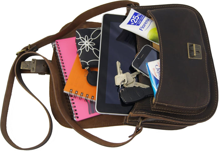 Freiherr von Maltzahn Jagdtasche HUBERTUS für iPad aus braunem Bio-Leder, Made in Germany, inkl. Led