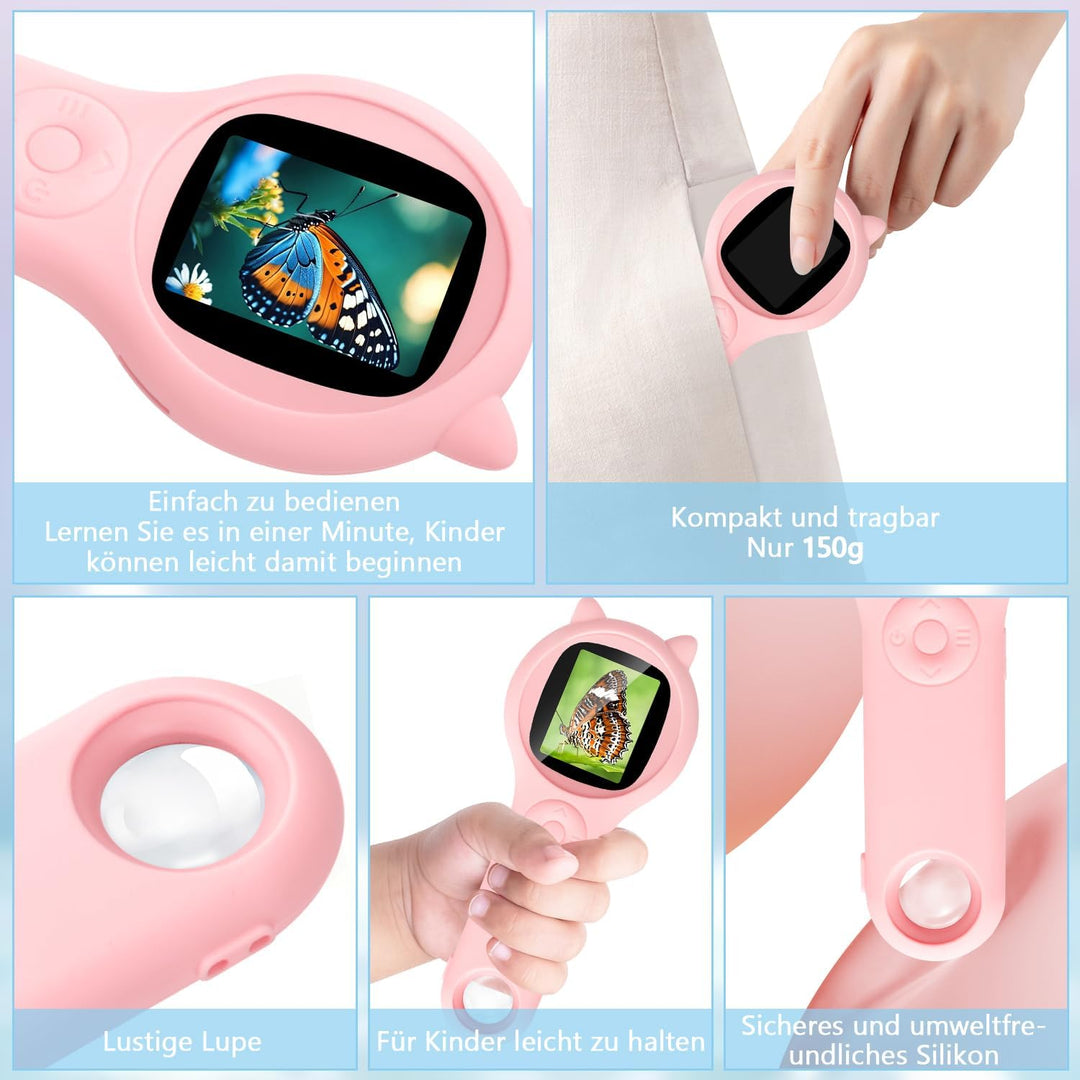 Mucek Handy Mikroskop für Kinder, 2,0" IPS-Bildschirm 500X Taschenmikroskop, 2MP Lens Pixels Mini-Mi