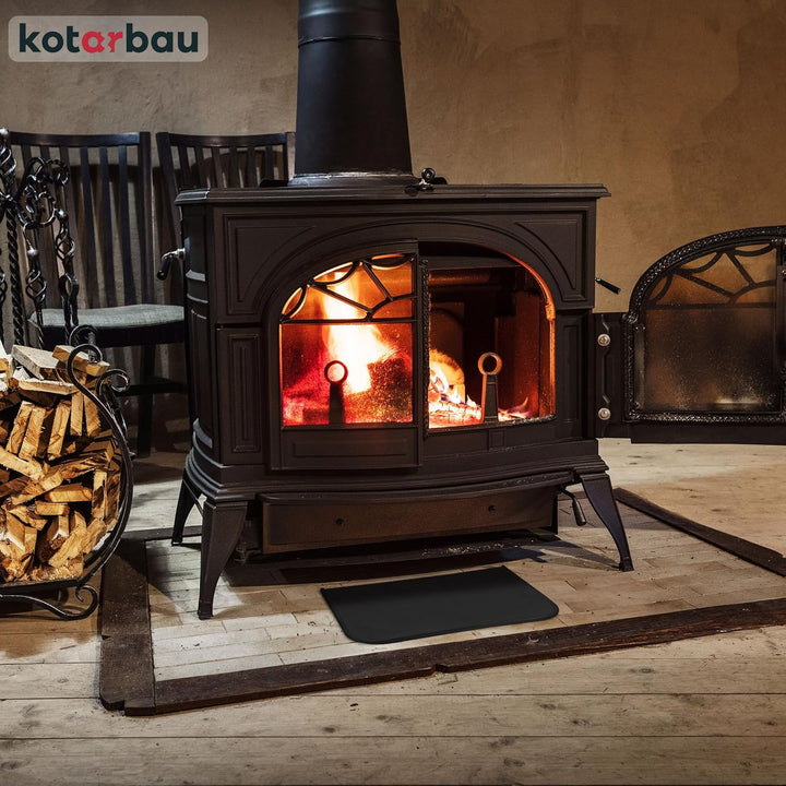 KOTARBAU® Kamin Bodenplatte 30 x 50 cm aus Pulverbeschichtung Stahl Schwarz Bodenblech Ascheblech Ka