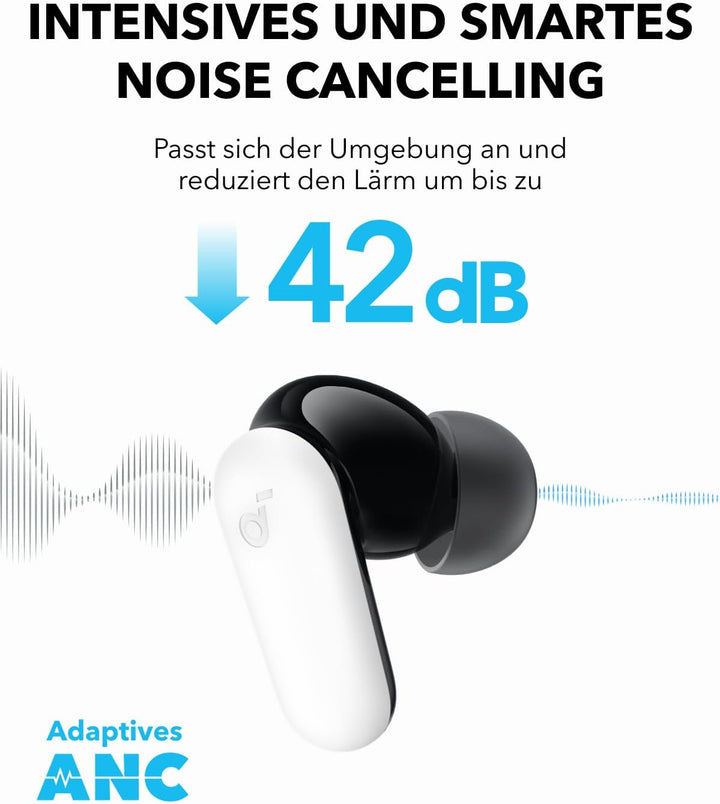 soundcore P30i by Anker Noise Cancelling Earbuds, smarte Geräuschunterdrückung, kraftvolle Bässe, 45
