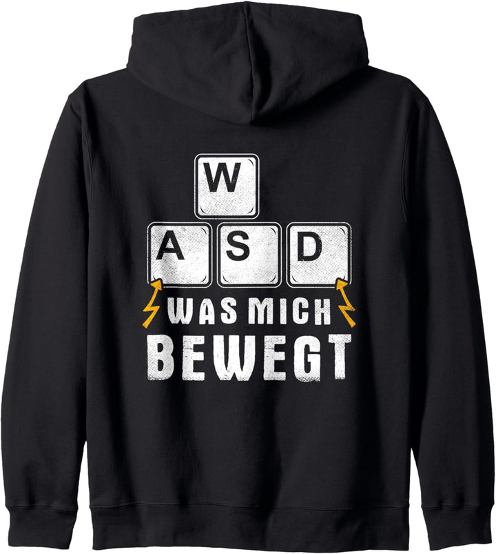 Was Mich Bewegt WASD Tastatur PC Gamer Spruch Gaming Kapuzenjacke