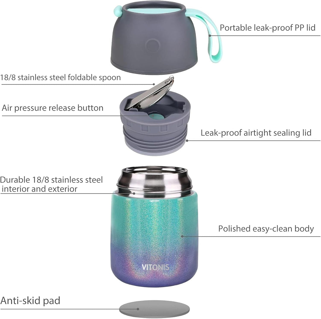 LOGEEYAR Thermobehälter für Essen 500ml Edelstahl Isolierbehälter für warme Speissen, Babynahrung, S
