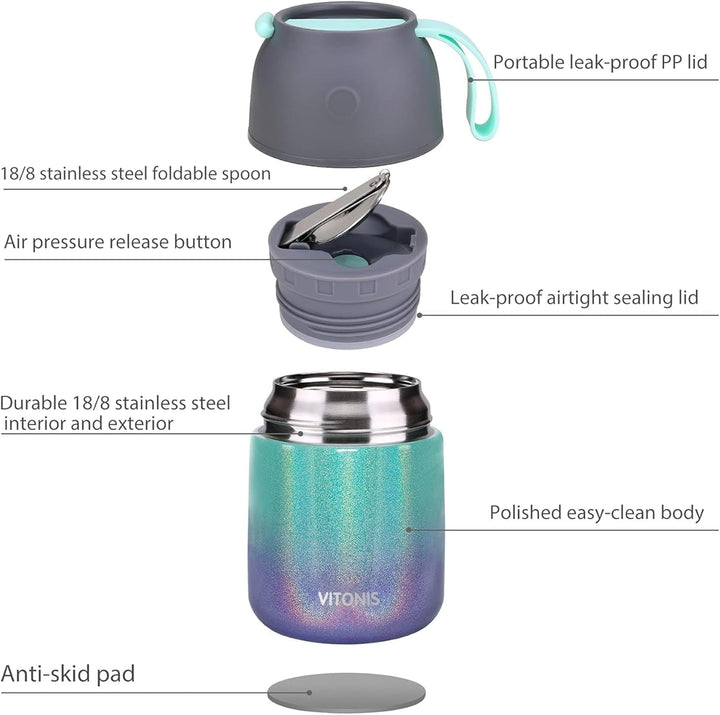 LOGEEYAR Thermobehälter für Essen 500ml Edelstahl Isolierbehälter für warme Speissen, Babynahrung, S