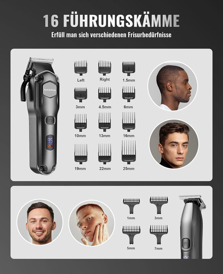 Haarschneidemaschine profi & T-Klinge Trimmer Set für Herren, Haarschneider Bartschneider Haartrimme