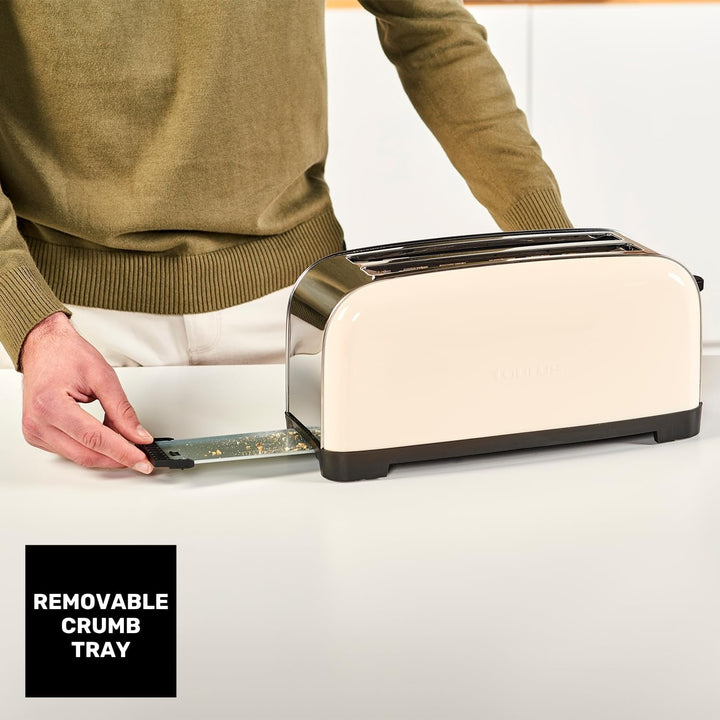 Taurus – Toaster Vintage Creme, 1500W, 2 extra lange Schlitze, 7 Bräunungsstufen, 3 Funktionen, Edel