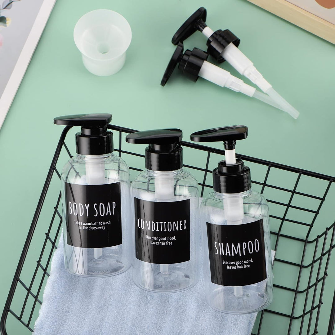 Segbeauty Seifenspender, 3 Stück 300 ml Shampoo Flaschen zum Befüllen, Soap Dispenser mit 2 Seifensp