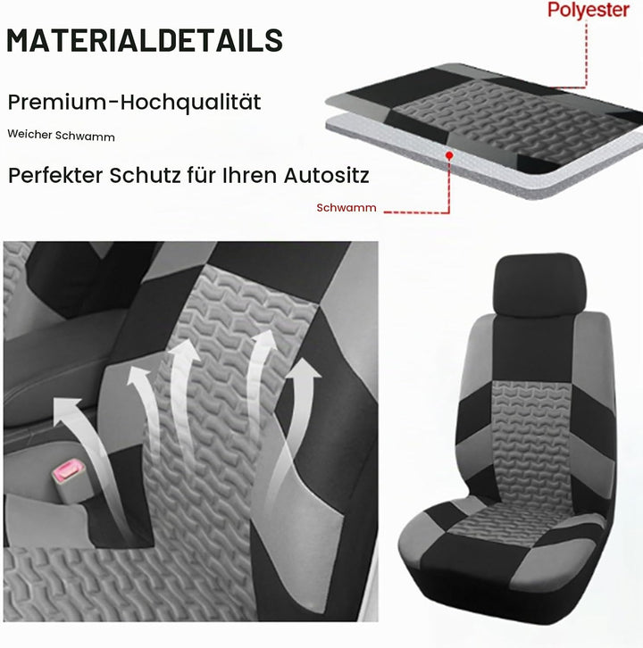 9 Stück Kunstleder Sitzbezüge Auto Set Universal Klassisch Autositzbezüge Sitzschoner Schonbezug Aut