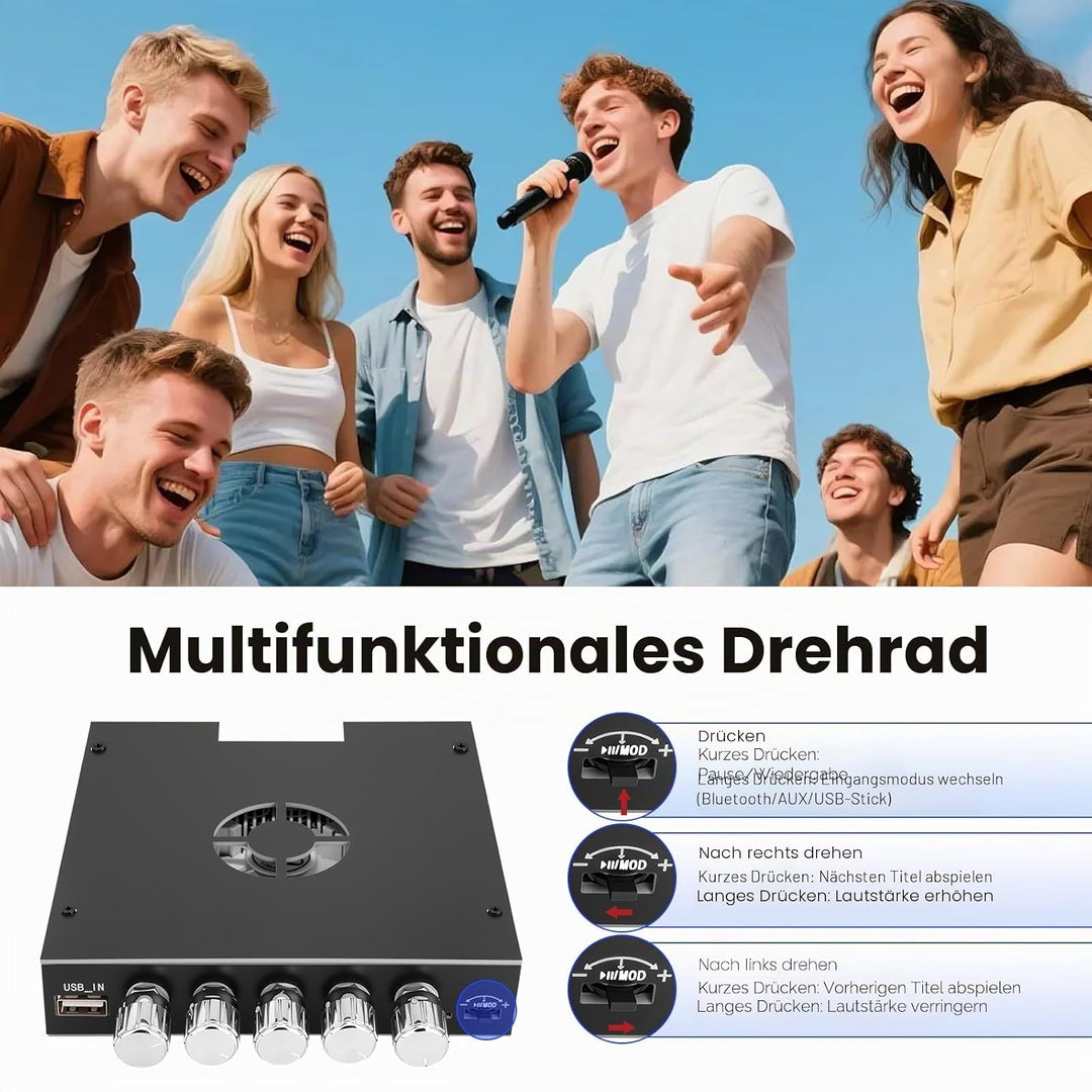 ZK-HT21 HiFi Verstärker Modul 2.1 Kanal mit Bluetooth,160 W x 2 + 220 W Subwoofer, Audio-Verstärkerm