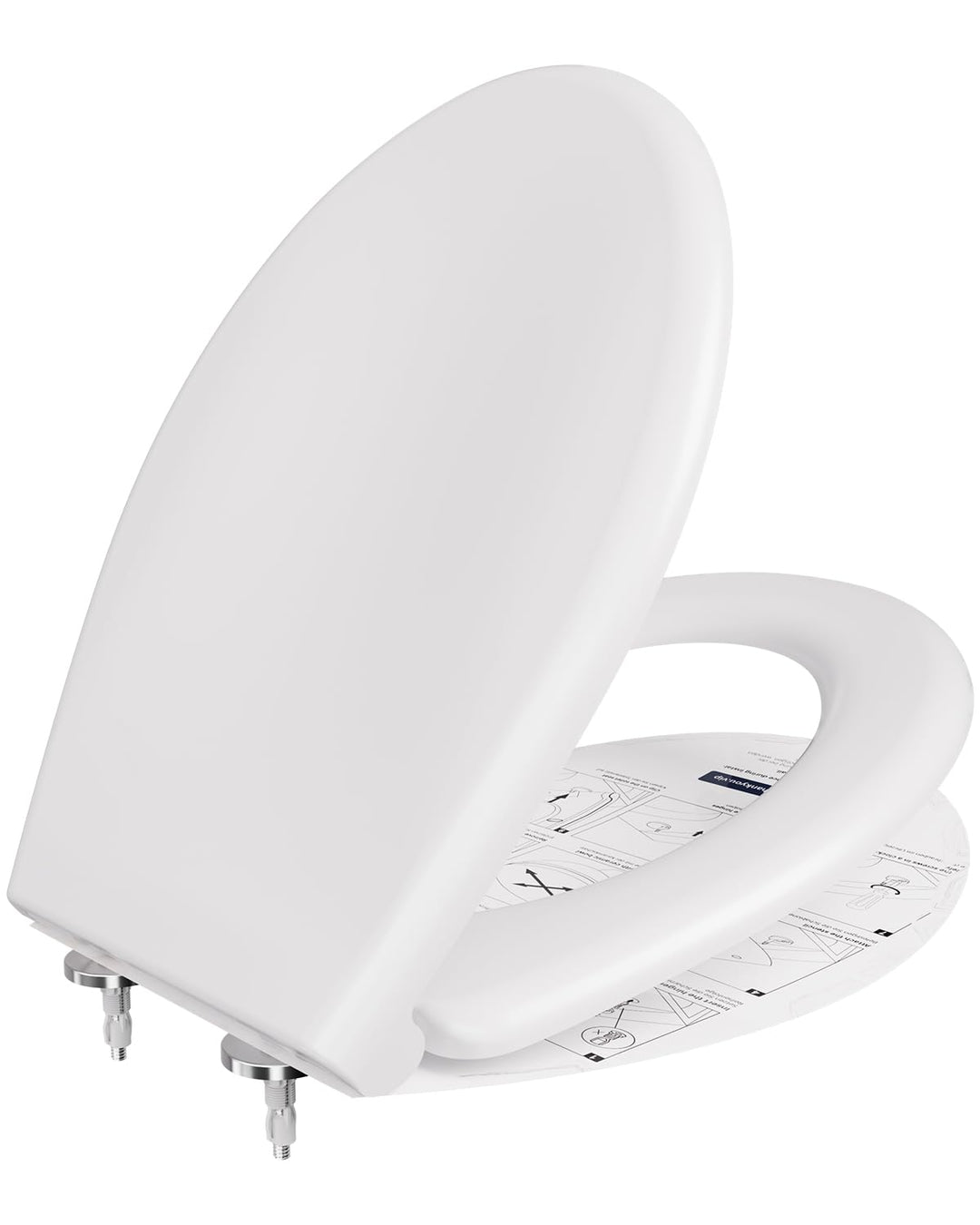 ANYCEE Toilettendeckel mit Absenkautomatik, WC Sitz aus Duroplast, Klodeckel mit Antibakterielle, To