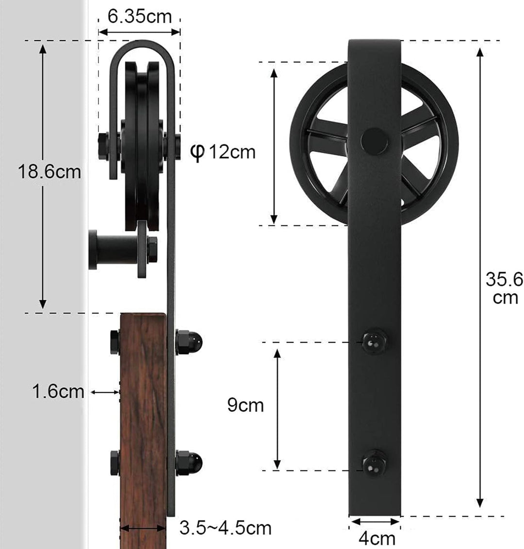 WINSOON 305cm Einzelschiebetür Industrie Schiebetür Schiene Schiebetürbeschlag Set Schwerlast Schieb