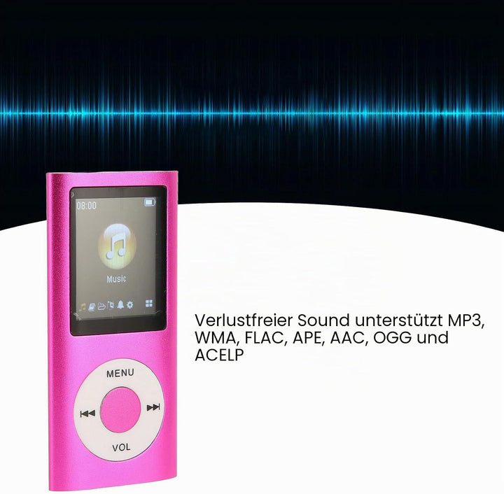 Bewinner MP3-Player/MP4-Player, Bluetooth-MP4-Musik-Player Unterstützt Bis zu 64 GB TF-Karte, 1,8-Zo