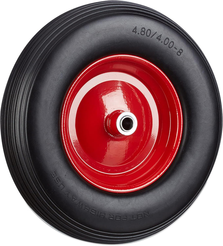 2 x Schubkarrenrad 4.80 4.00-8, Vollgummireifen und Stahlfelge, Ersatzrad pannensicher, 100kg Tragla