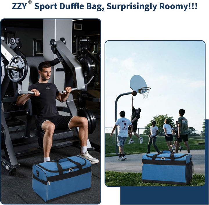 Sporttasche Reisetasche Fitness Tasche mit Schultergurt Wochenendtasche für Damen und Herren (Blau,