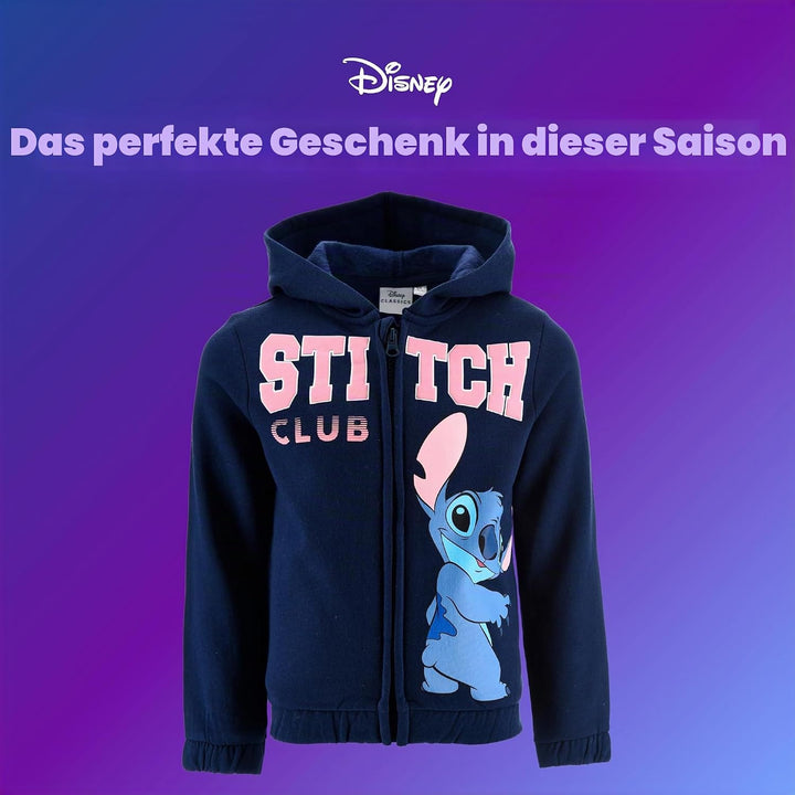 Disney Stitch Mädchen Kapuzenpullover, Pullover mit Reissverschluss, Geschenk für Mädchen, Grössen 3