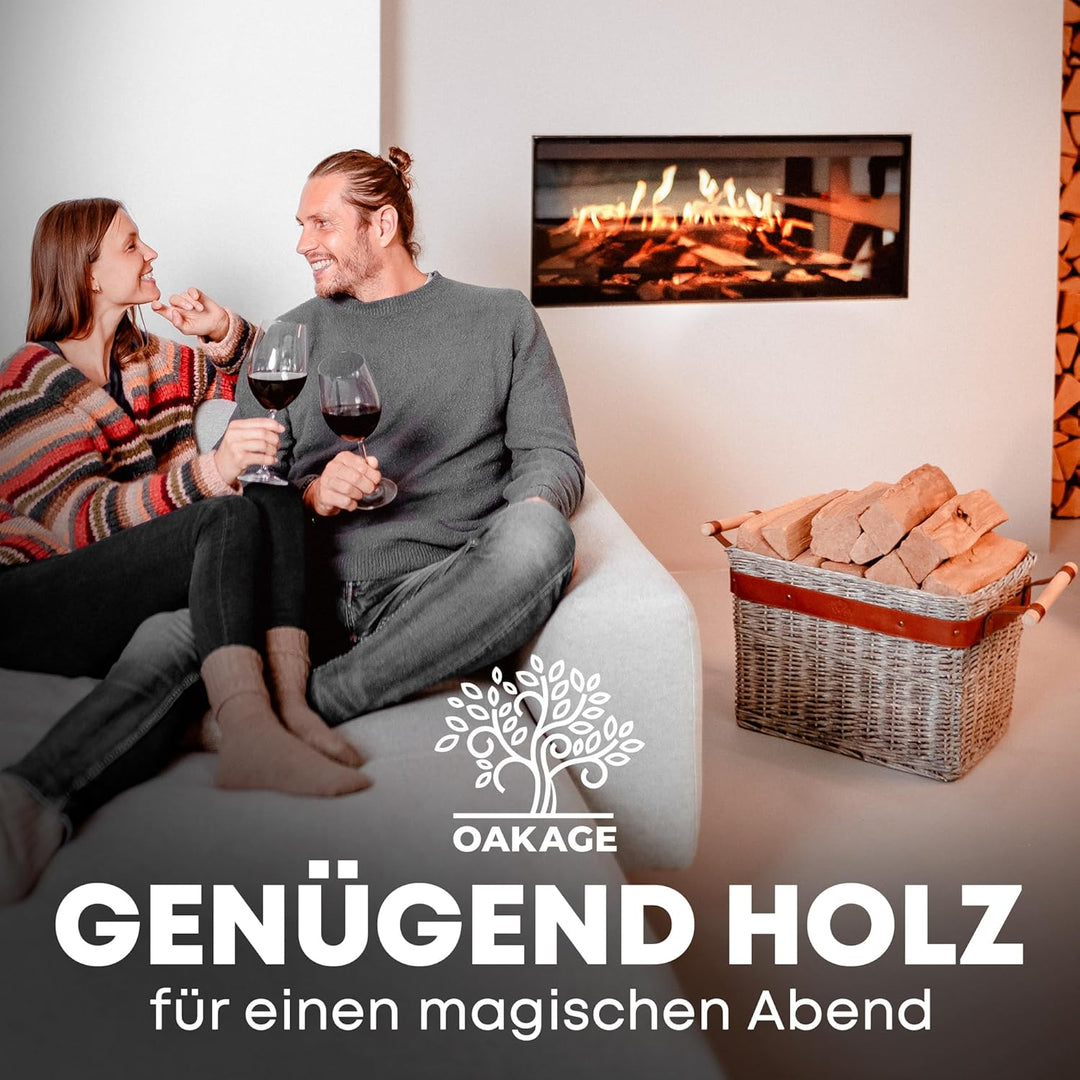 OAKAGE® Holzkorb für Kaminholz Gross aus Weide Kaminholzkorb Feuerholzkorb Brennholzkorb Weidenkorb