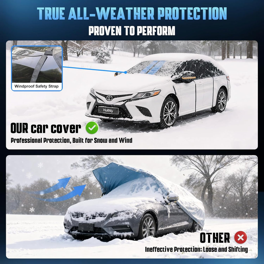 Holthly Halbgarage für Auto Winter SUV,Halbgarage Oben Wasserdicht Atmungsaktiv Autoabdeckung,Abdeck
