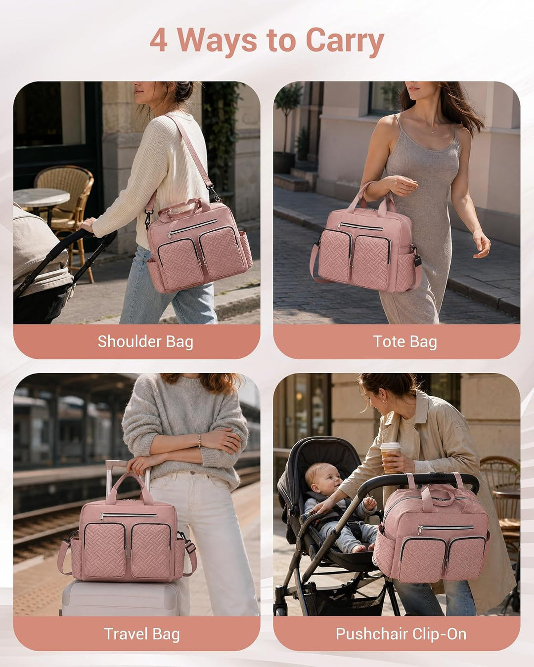 KONO Baby-Wickeltasche, stilvoll, für Mama und Papa, wandelbare Reisetasche mit isolierten Taschen G