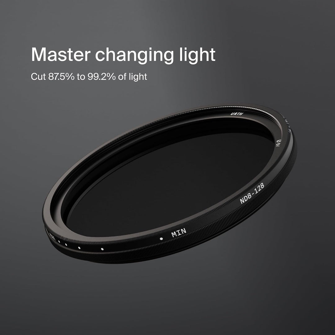 Urth 72 mm Variabler Graufilter ND8-128 (3-7 Stop) ND Filter (Plus) — Neutraldichte, 20-lagig nanobe