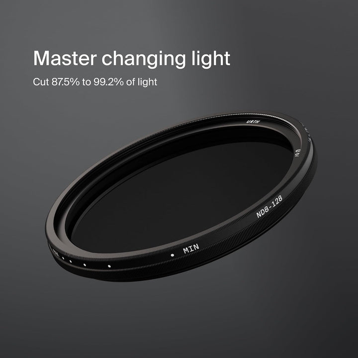 Urth 72 mm Variabler Graufilter ND8-128 (3-7 Stop) ND Filter (Plus) — Neutraldichte, 20-lagig nanobe