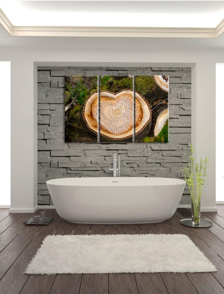 Pixxprint Jahresringe am Baumstamm / 3-Teilig/Gesamtmass 120cm Leinwandbild bespannt auf Holzrahmen/