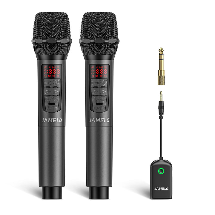 JAMELO Kabelloses Mikrofon, 2.4G Handmikrofon mit Hall & Equalizer, Bluetooth-Empfänger, für Karaoke
