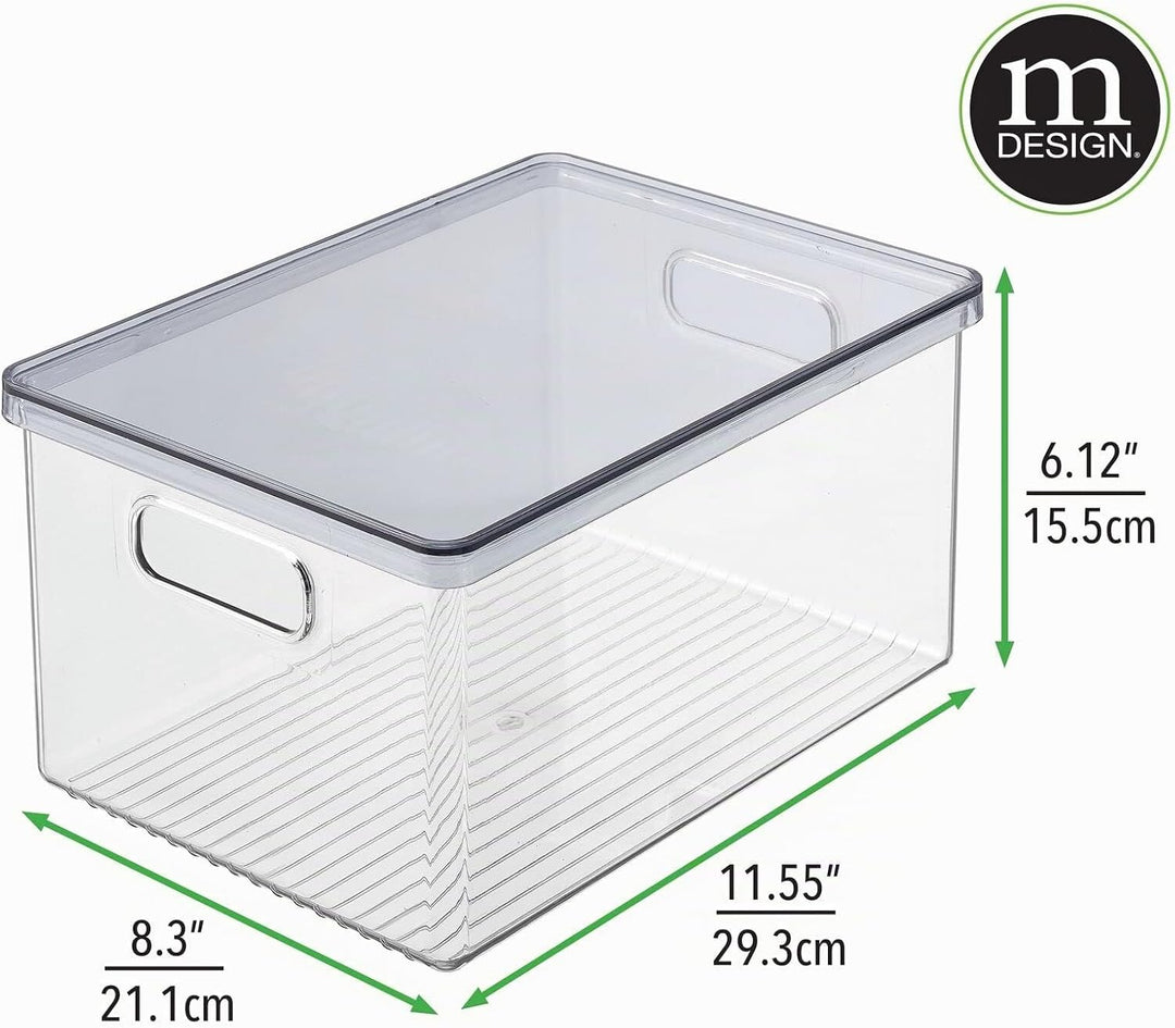 mDesign 4er-Set Kühlschrankbox – Kühlschrank Vorratsdose mit Griffen und abnehmbarem Deckel – lebens