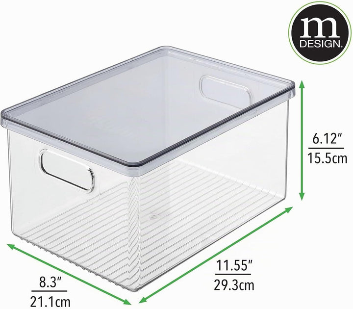 mDesign 4er-Set Kühlschrankbox – Kühlschrank Vorratsdose mit Griffen und abnehmbarem Deckel – lebens