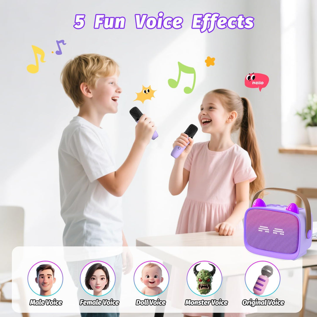 Karaoke Maschine mit 2 Karaoke Mikrofonen Kinder: Mini Karaoke Maschine Geschenk Mädchen mit Mikrofo