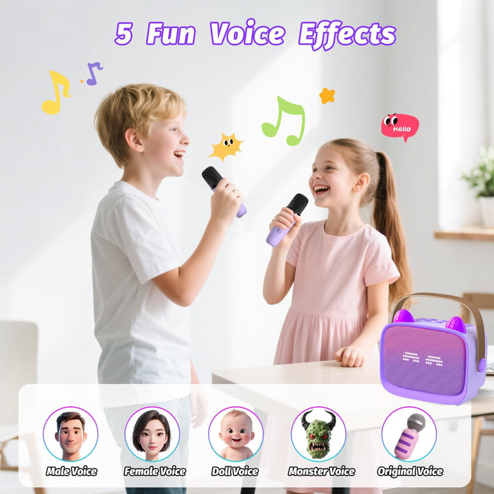 Karaoke Maschine mit 2 Karaoke Mikrofonen Kinder: Mini Karaoke Maschine Geschenk Mädchen mit Mikrofo