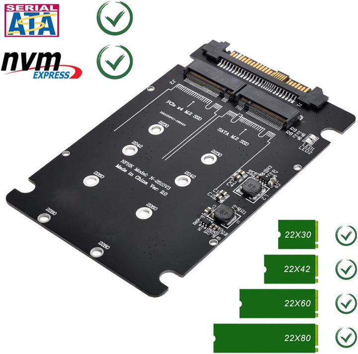 Cablecc SFF-8639 NVME U.2 to Combo NGFF M.2 M-Key SATA PCIe SSD Adapter for Mainboard Replace SSD 75
