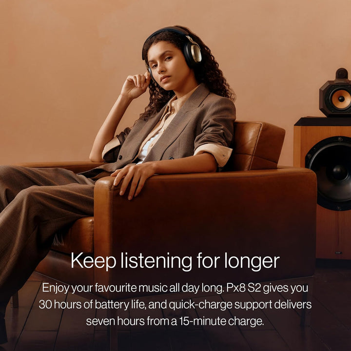 Bowers & Wilkins Px8 S2 Kabellose Noise-Cancelling Kopfhörer mit Bluetooth, Schnellladefunktion, 30