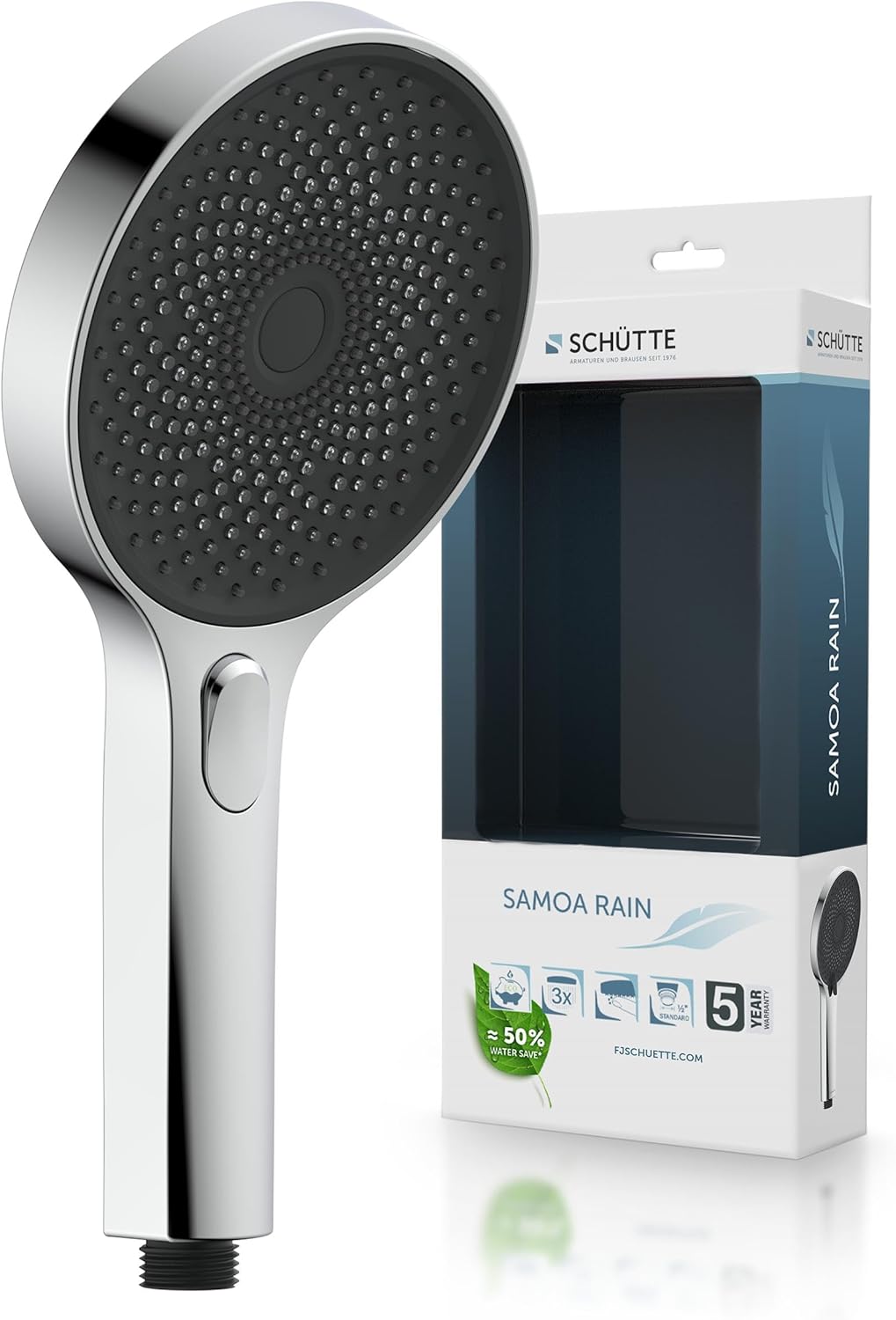 SCHÜTTE Handbrause SAMOA RAIN | Samtstrahl-Technologie | Duschkopf mit über 300 Düsen | 3 einstellba