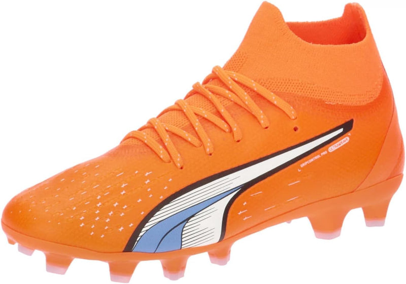 PUMA Unisex Ultra Pro Fg/Ag Jr Fussballschuh 33 EU Ultra Orange Puma White Blue Glimmer, 33 EU Ultra