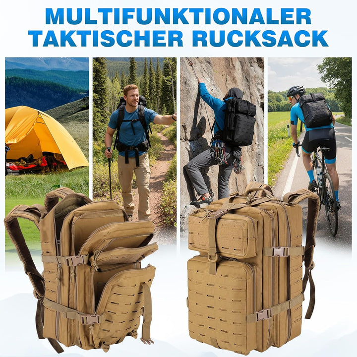 SHANNA Trekkingrucksack, Wanderrucksäcke Militärrucksack 45L Armee Rucksack MOLLE Assault Pack Takti