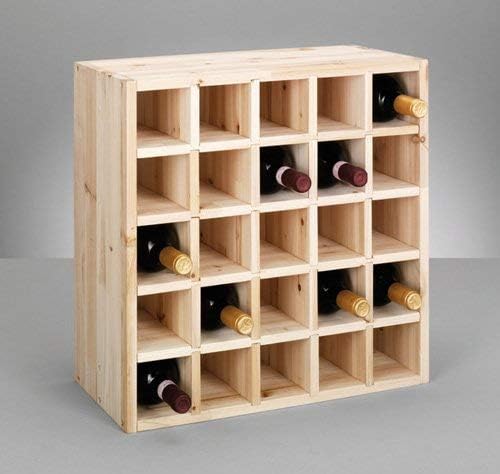 Zeller 13172 Weinregal für 25 Flaschen, Nadelholz, ca. 52 x 25 x 52 cm, 25